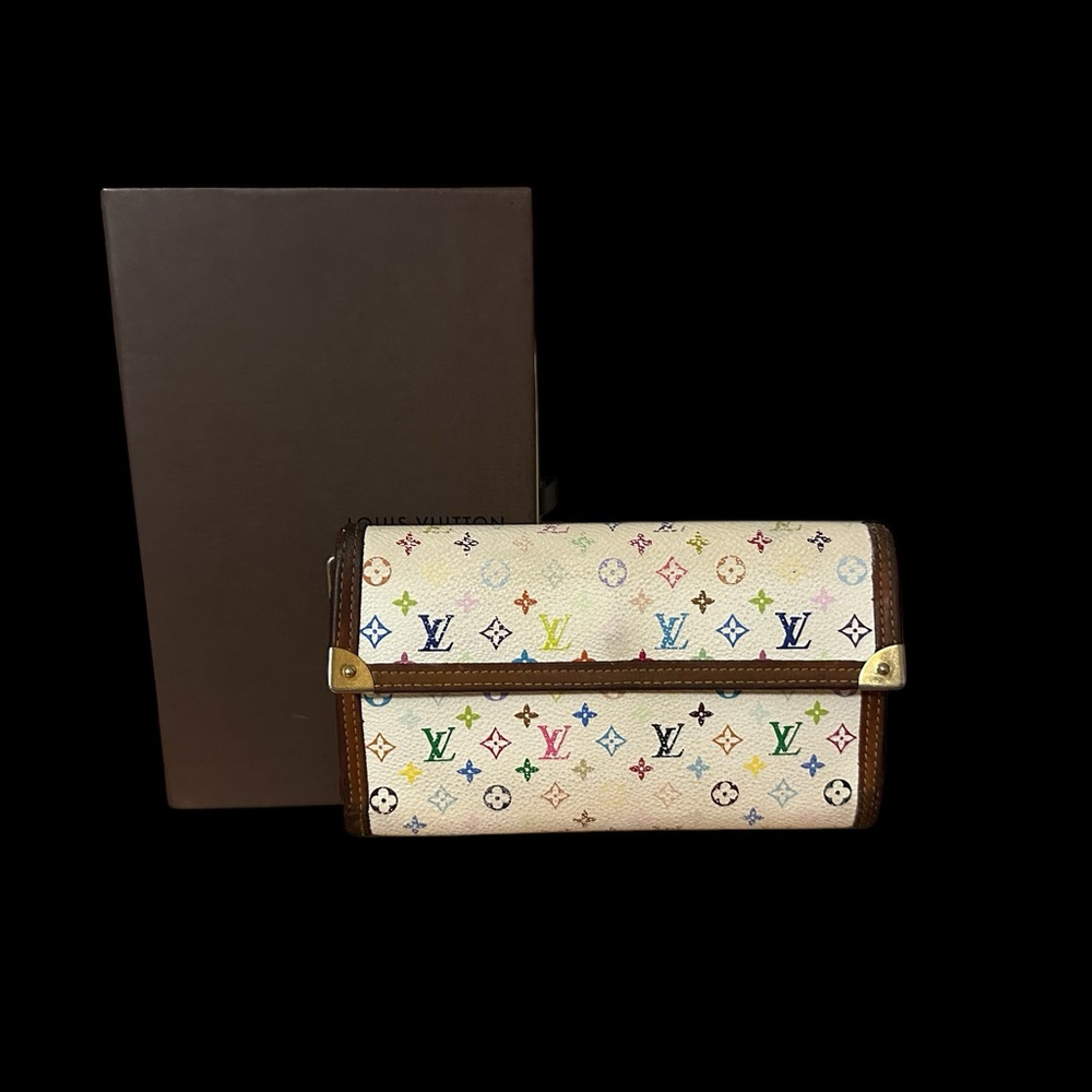 Authentic Louis Vuitton Multicolor Canvas Wallet With Box and DustBag LuxuryCore